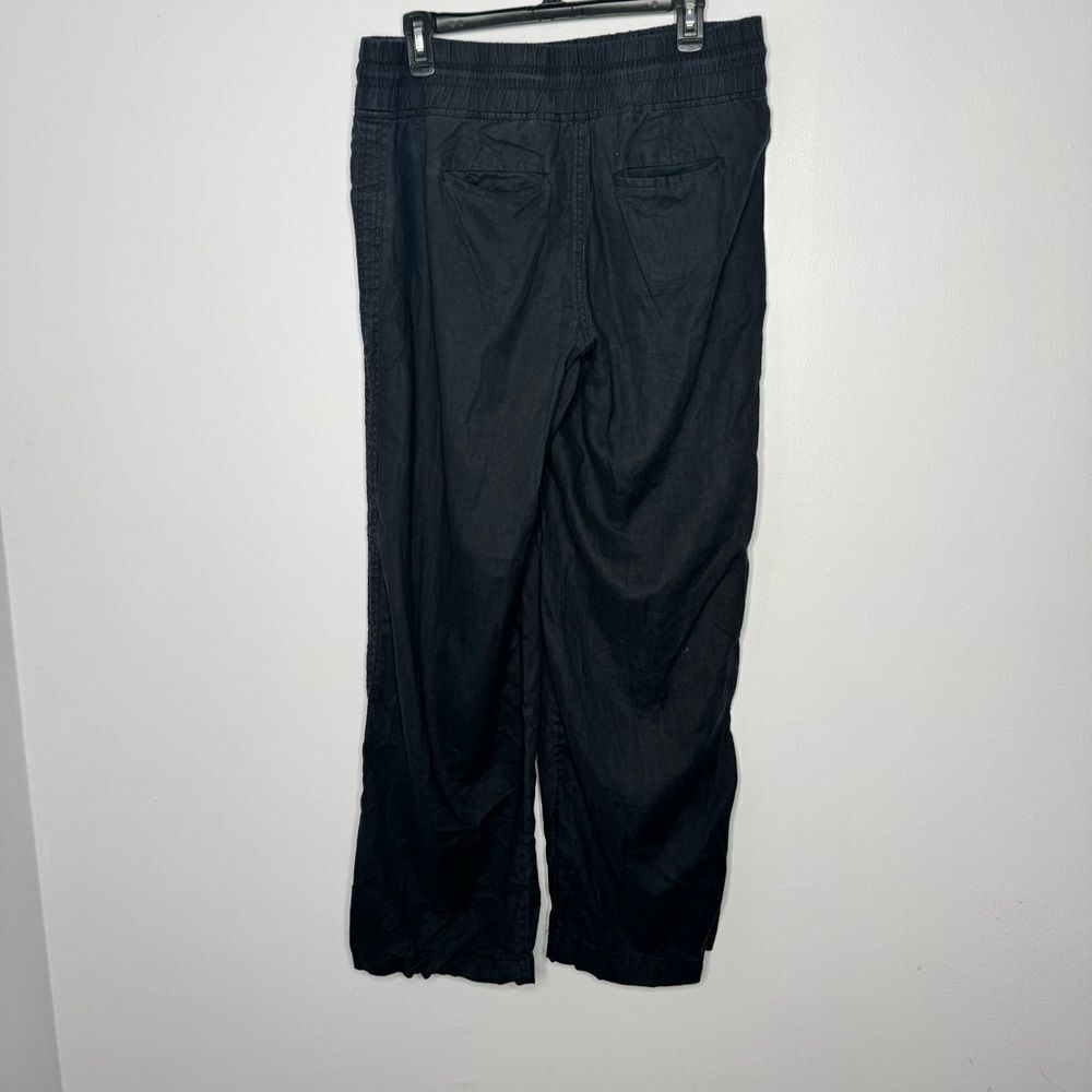 Athleta black linen wide leg pants size 12
